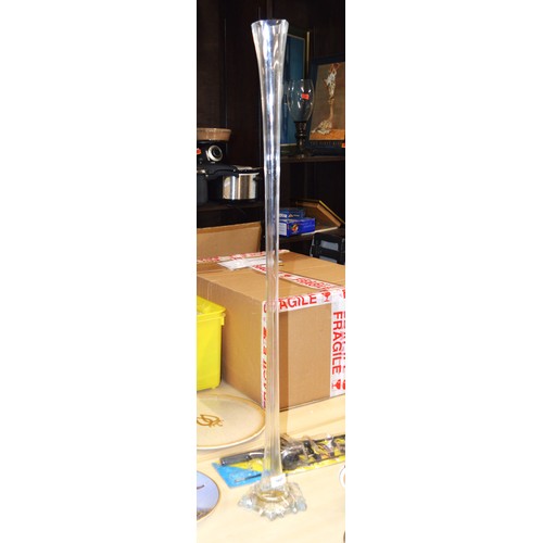 165 - Large Slender Clear Glass Floor Vase (Stem Vase) - 39