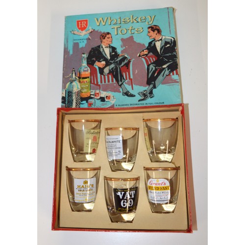8 - Eight Whisky Tot Glasses in Whisky Advertising Box