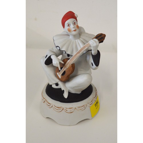 27 - Porcelain Bisque Pierrot Musical Box - Good Working Order