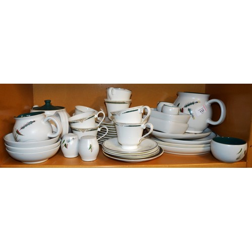 37 - Quantity of Denby Greenwheat Crockery including Teapot, Milk Jug, Sugar Bowl, Large Jug, Plates, Nib... 