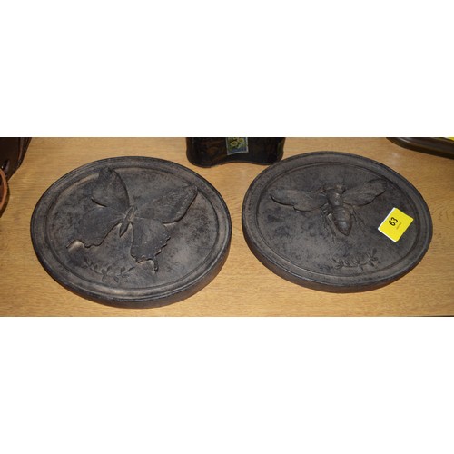 40 - Pair of Gisella Graham Plaques:  Butterfly and Bee