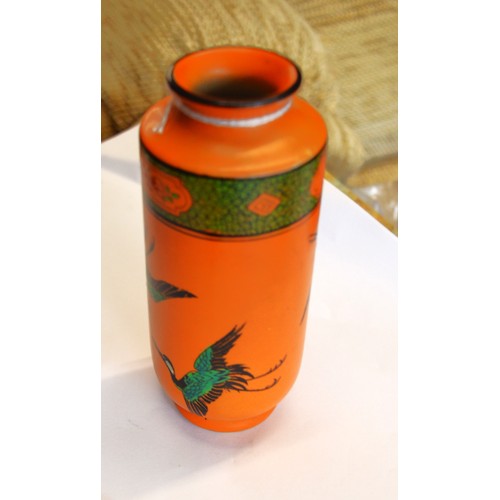 280 - Shelley Vase (1912 - 1925) with Cranes on Orange Ground Design