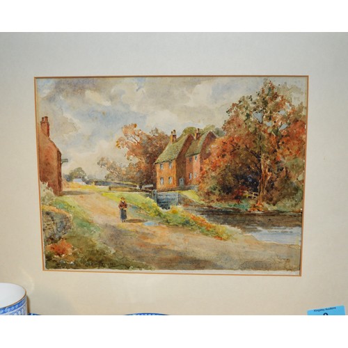 9 - Unframed (in Mount) Watercolour by G. A. Handley 1944 of a Rural Scene