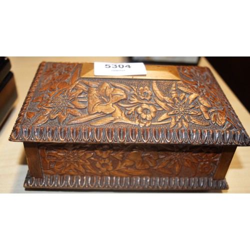 170 - Ornate Carved Wooden Jewellery Box