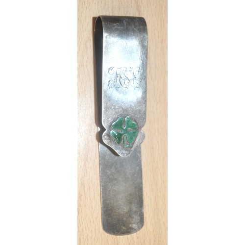 306 - Silver Book Mark With Shamrock Marked Hallmark