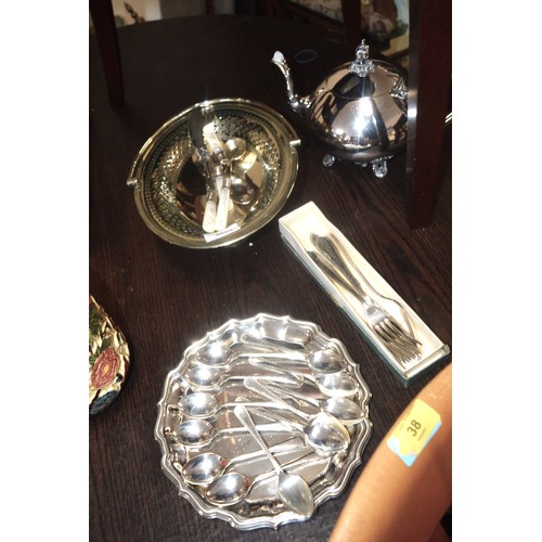 22 - Walker and Hall Bon-Bon Dish, Plus a Silver Plated Teapot by James Dixon of Sheffield, Plus a Boxed ... 