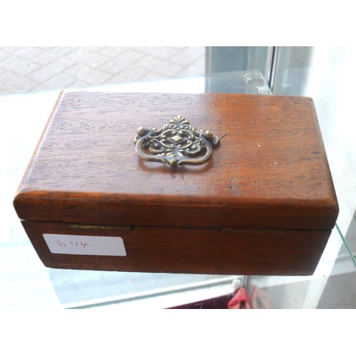 68 - Teak Hinge-Lidded Box having a Brass Handle