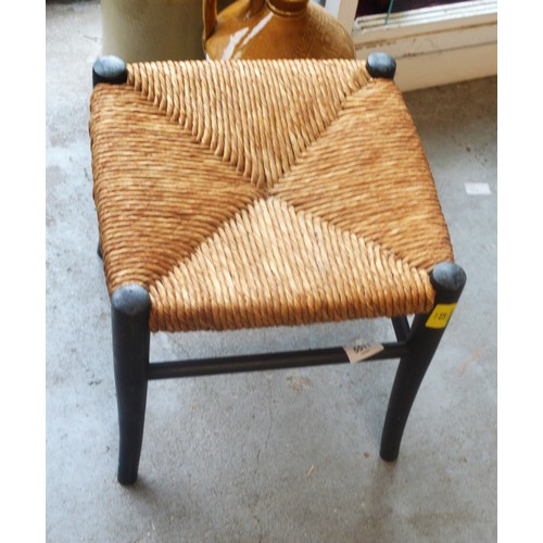 83 - Ebonised Raffia Seated Stool