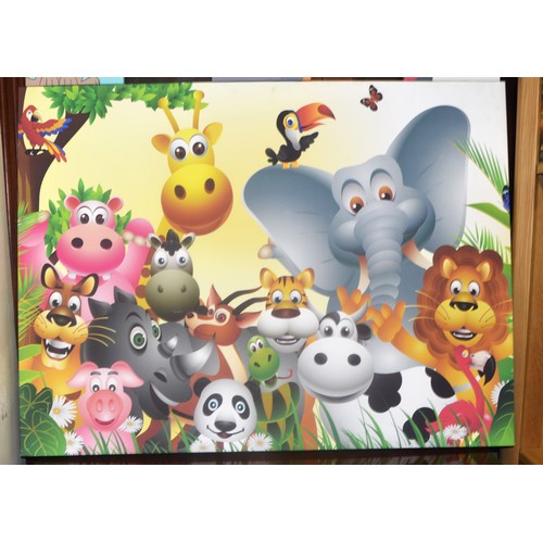 152 - Selection of Stretched Canvas Children's (Comical Animal Themed) Artworks - One is 39