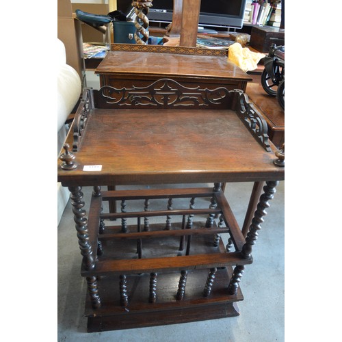 40 - An Antique Mahogany Canterbury (Distressed - missing finials and casters)