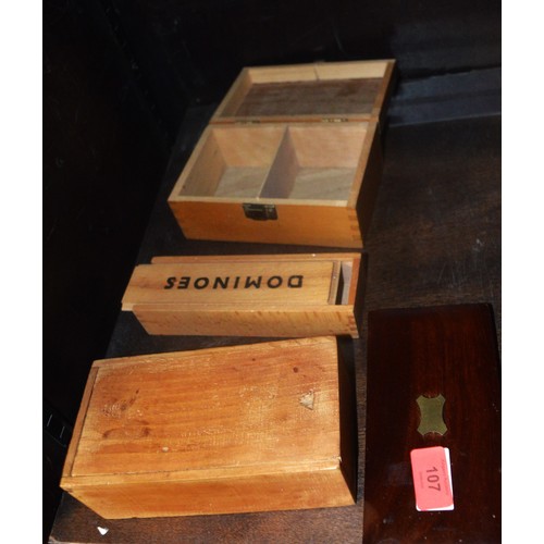 137 - Four Assorted Wooden Boxes for Games:  Cards, Dominoes, etc