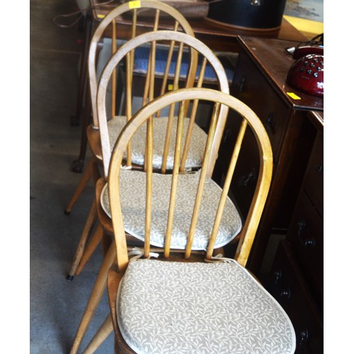 6 - Three Ercol Spindle Back Chairs (One Distressed)