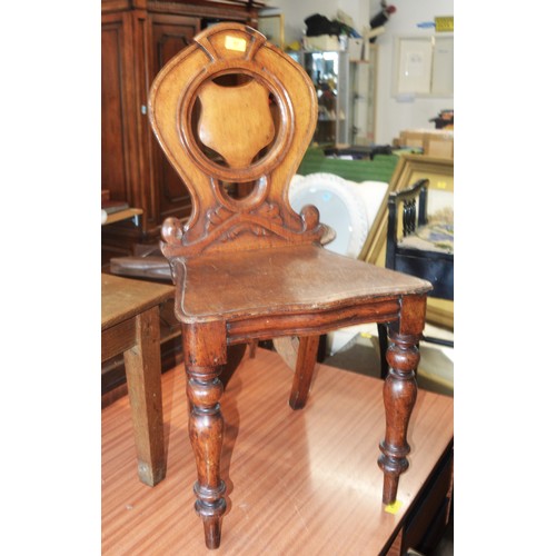 37 - Polished Mahogany Chapel Chair (repair to legs)