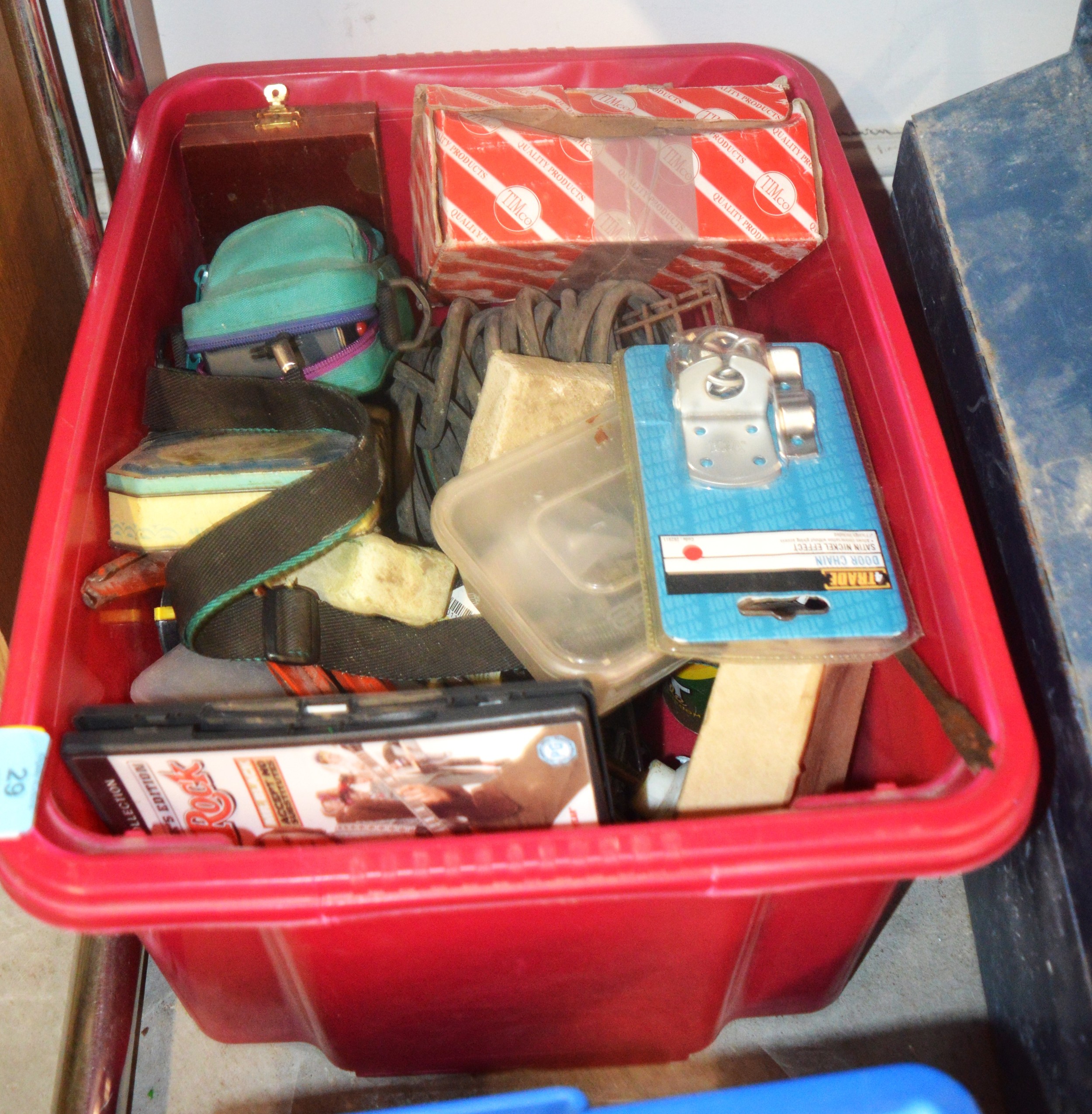 Box of Assorted Garage Tools, Clamps, Drill Bits, Screws, etc