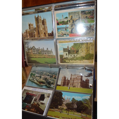 2 - Three Ring Albums containing appro 500 Colour Postcards of British, European and American Holiday Re... 