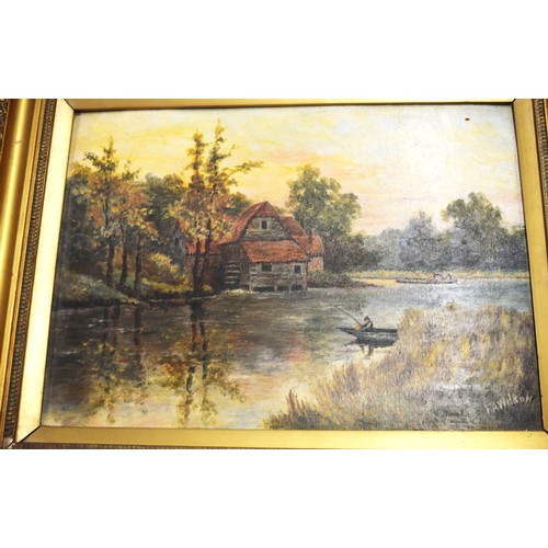 71 - Early 20th Century Gilt-Framed Oil on Board of a Fishing Scene Signed by F A Wilson - 20