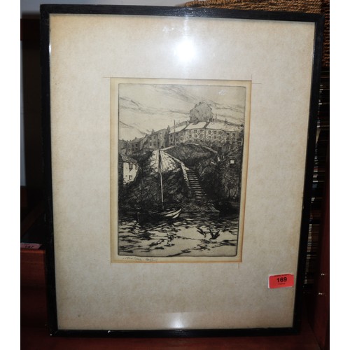 100 - Framed (under Glass) Etching of with Narrative 