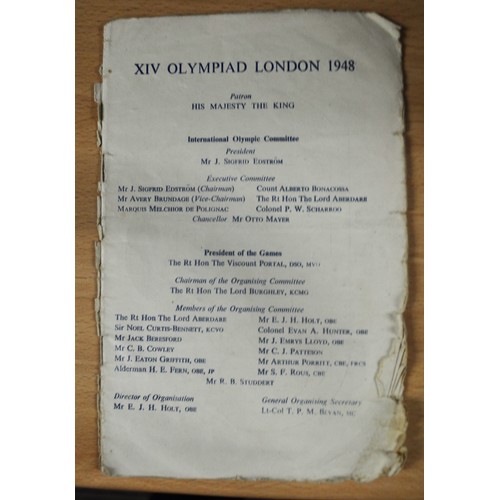 3 - 1948 Olympic Games.  Athletics Programme (Distressed copy)