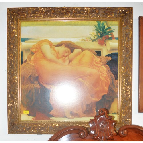 200 - Ornately Gilt Museum Quality Framed and Mounted Print of a pre-Raphaelite woman approx. 35