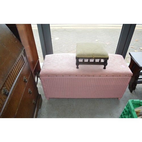 197 - Pink Ottoman (Lloyd Loom Style)