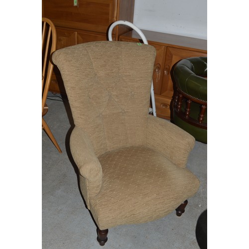 110 - A Salon Chair upholstered in a Beige Fabric