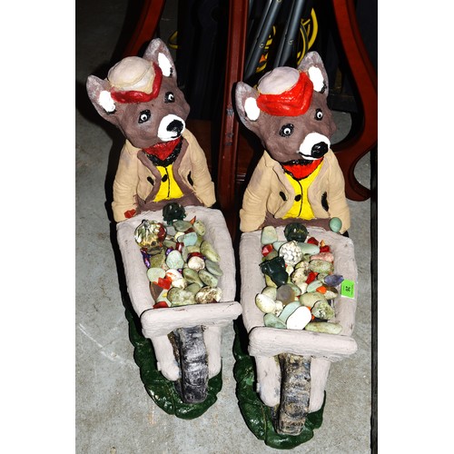 112 - Two Cast Concrete Figures of Foxes with Wheelbarrows