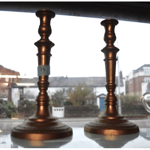 75 - Pair of Brass Candle Sticks