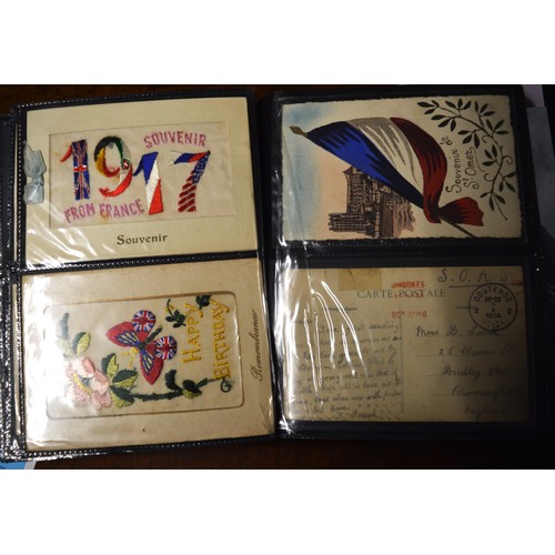 131 - A Twenty-Five Page A5 Album of WWI Ephemera including Postcards, Silks, Photographs, Maritime, Servi... 