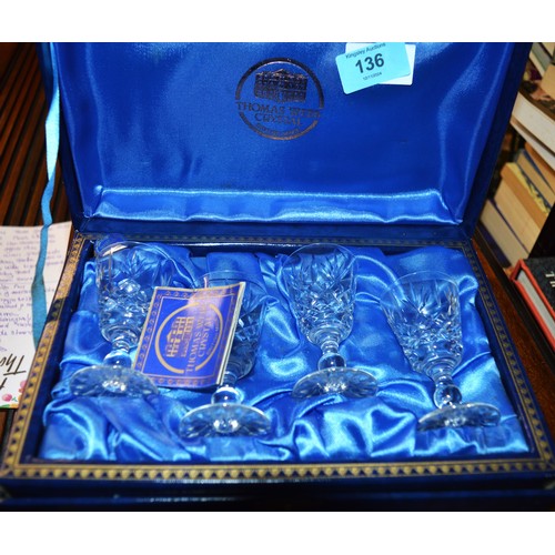 136 - A Cased Set of Four Thomas Webb Liqueur Glasses