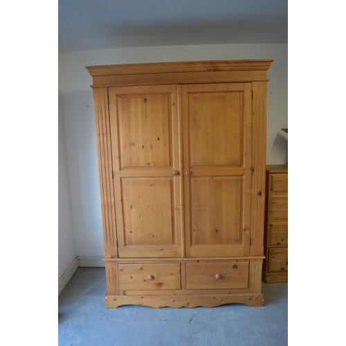 76 - Pine Double Wardrobe having Two Under-Drawers (comes in Three Sections) - 57