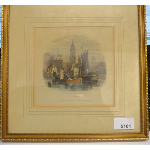 319 - Framed Print of Seacombe Slip, Liverpool by S Austin and R Wallis - approx 10' Square