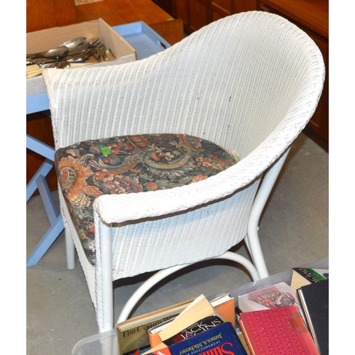 8 - Lloyd Loom Style Wicker Chair painted white