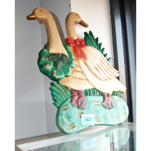 44 - Wooden Wall-Hanging Pair of Ducks, and a Hand-Decorated Wooden Duck Ornament