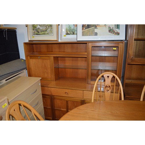 228 - Nathan Wall Unit having Glazed Cupboards and Shelving over a Base of Three Narrow Drawers over Three... 