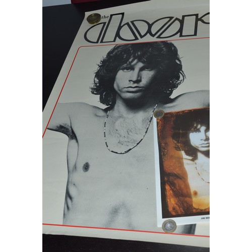 91 - Two 1970s Posters of The Doors, Plus a Jim Morrison Print (with Discography) by Simon Farnhell (Prin... 