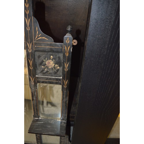 161 - A Victorian Ornate Overmantle Mirror having Carved Floral detail into Japanese Lacquer with Hand-pai... 