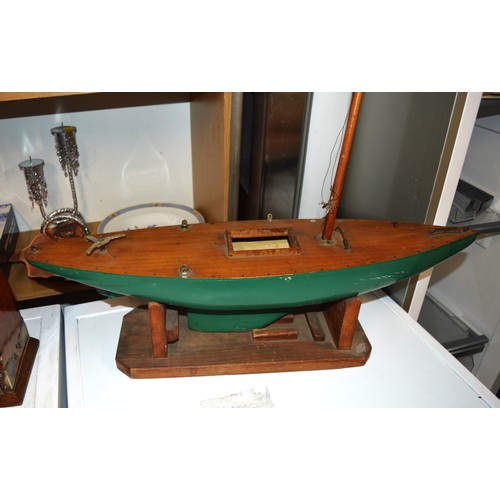 23 - One Model Yacht with Green Hull  (Incomplete)