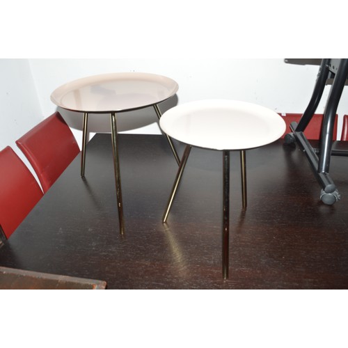 12 - A Pair of Graduated Metal Tables on Polished Chrome Feet