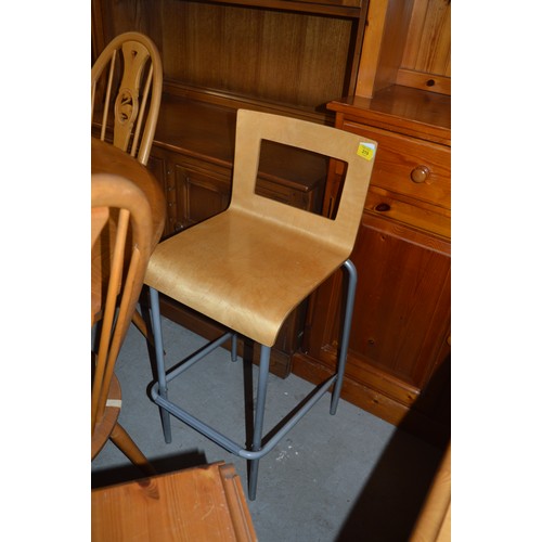 54 - Bar/Kitchen/Work Stool having Metal Frame and Bentwood Ply Seat and Back