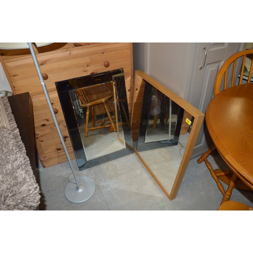 74 - An IKEA Square Set Mirror in an Oak Effect Frame (Stave) - 70 cms x 70cms plus one other Multi-layer... 