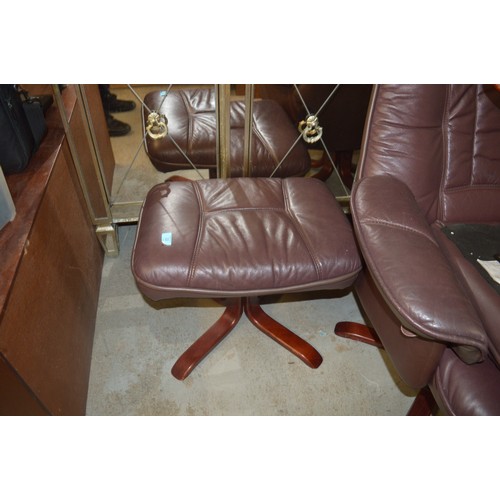 22 - Brown Leather Footstool