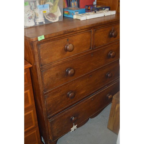 55 - Victorian Hardwood Chest having Two Narrow over Three Wide Drawers and Turned Wood Handles (NB Top i... 