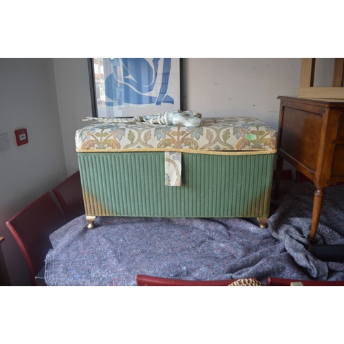 2 - Lloyd Loom Blanket Box having a William Morris Style Padded and Upholstered Top, Plus a Pair of Matc... 