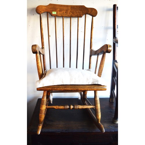 11 - Oak Rocking Chair with Laminated Wood Seat