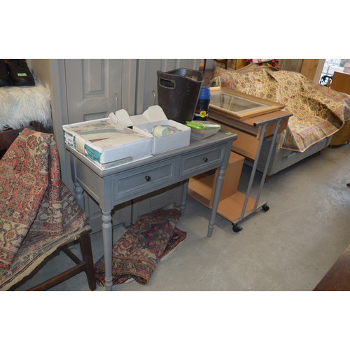 23 - Hall/Console Table with Turned and Tapered Legs and having Two Drawers (Over-Painted Grey)