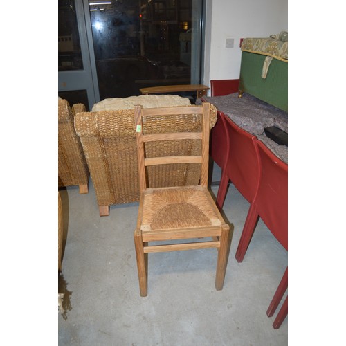 36 - Modern Pine Raffia Seated Ladderback Chair