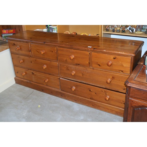 56 - Four Narrow Drawers on Two by Two Drawer Pine Chest - approx 71