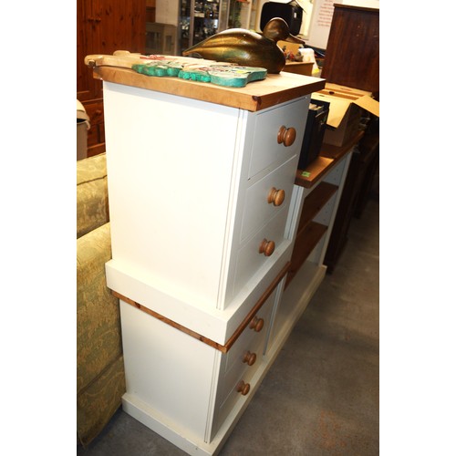 129 - Two Cream Bedside Cabinets with turned wood handles