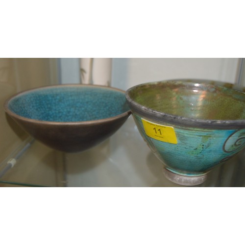 11 - Three Studio Pottery Bowls (One Signed Barbara Wells, 2006, One Signed Dan, and One Kersey Pottery),... 