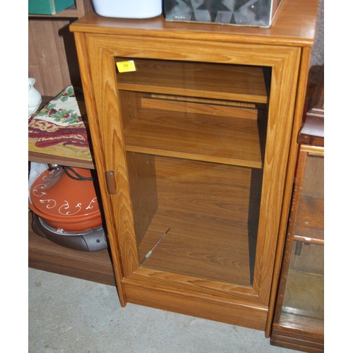 99 - Oak Veneered Media Unit/Wine Cupboard having Glazed Door, and with Two Shelves